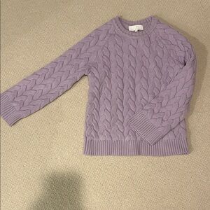 Lilac Cable Knit Crew Neck Sweater